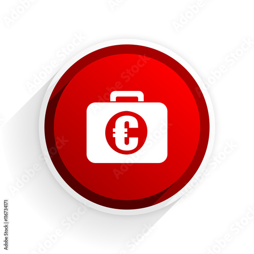 financial flat icon with shadow on white background, red modern design web element