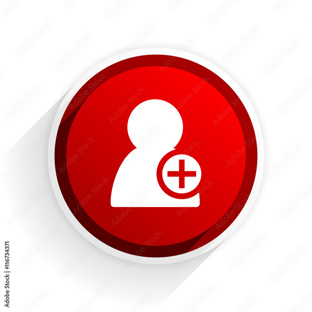 add contact flat icon with shadow on white background, red modern design web element add contact flat icon with shadow on white background, red modern design web element