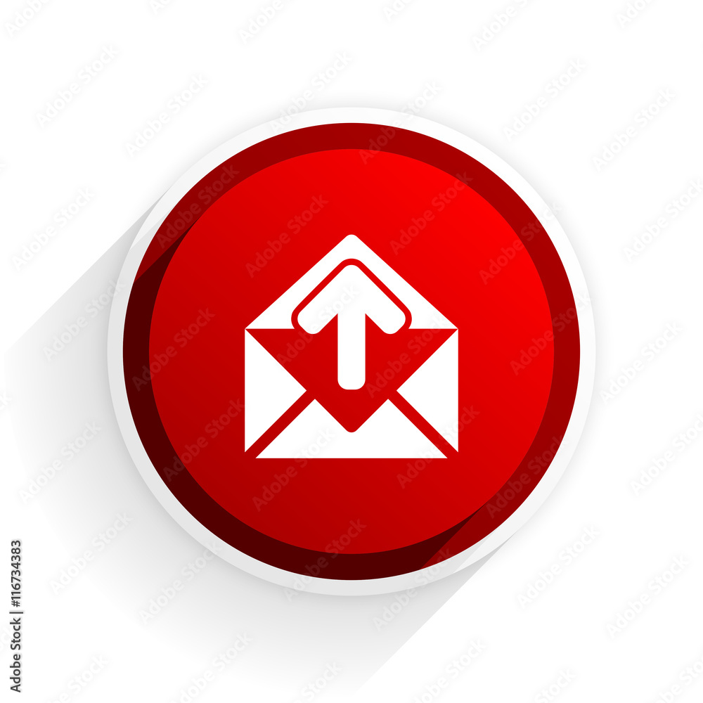 email flat icon with shadow on white background, red modern design web element email flat icon with shadow on white background, red modern design web element