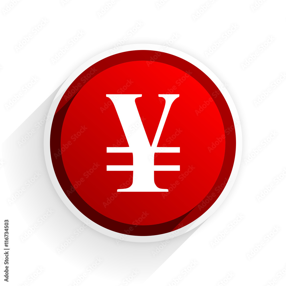 yen flat icon with shadow on white background, red modern design web element yen flat icon with shadow on white background, red modern design web element