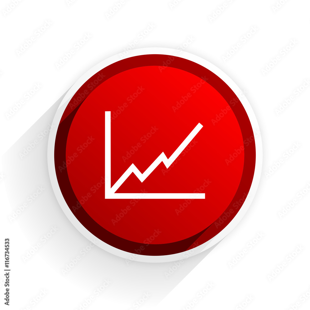 chart flat icon with shadow on white background, red modern design web element chart flat icon with shadow on white background, red modern design web element