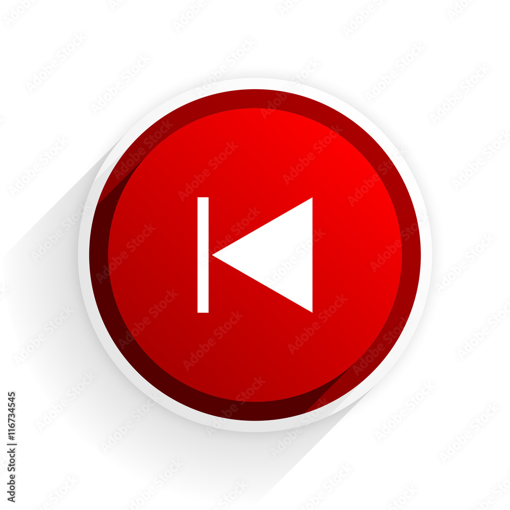 prev flat icon with shadow on white background, red modern design web element prev flat icon with shadow on white background, red modern design web element