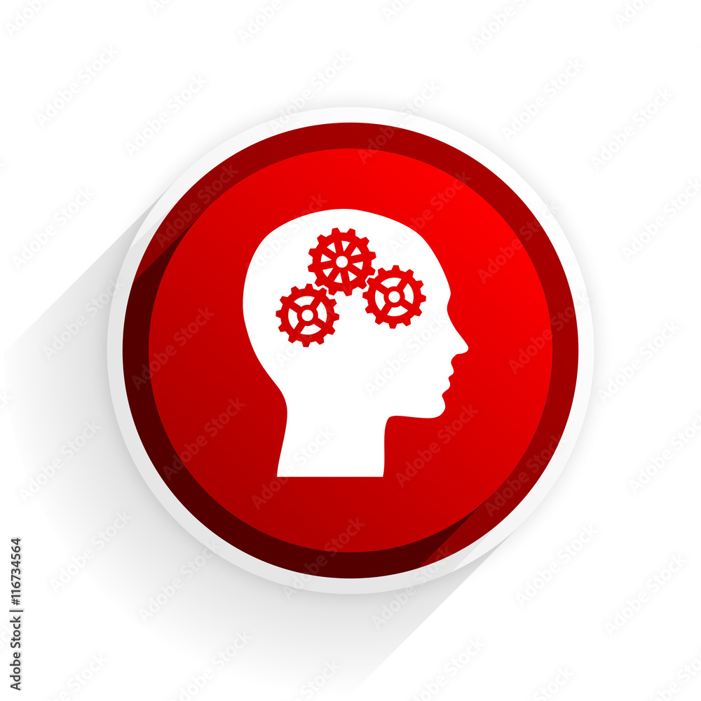 head flat icon with shadow on white background, red modern design web element head flat icon with shadow on white background, red modern design web element