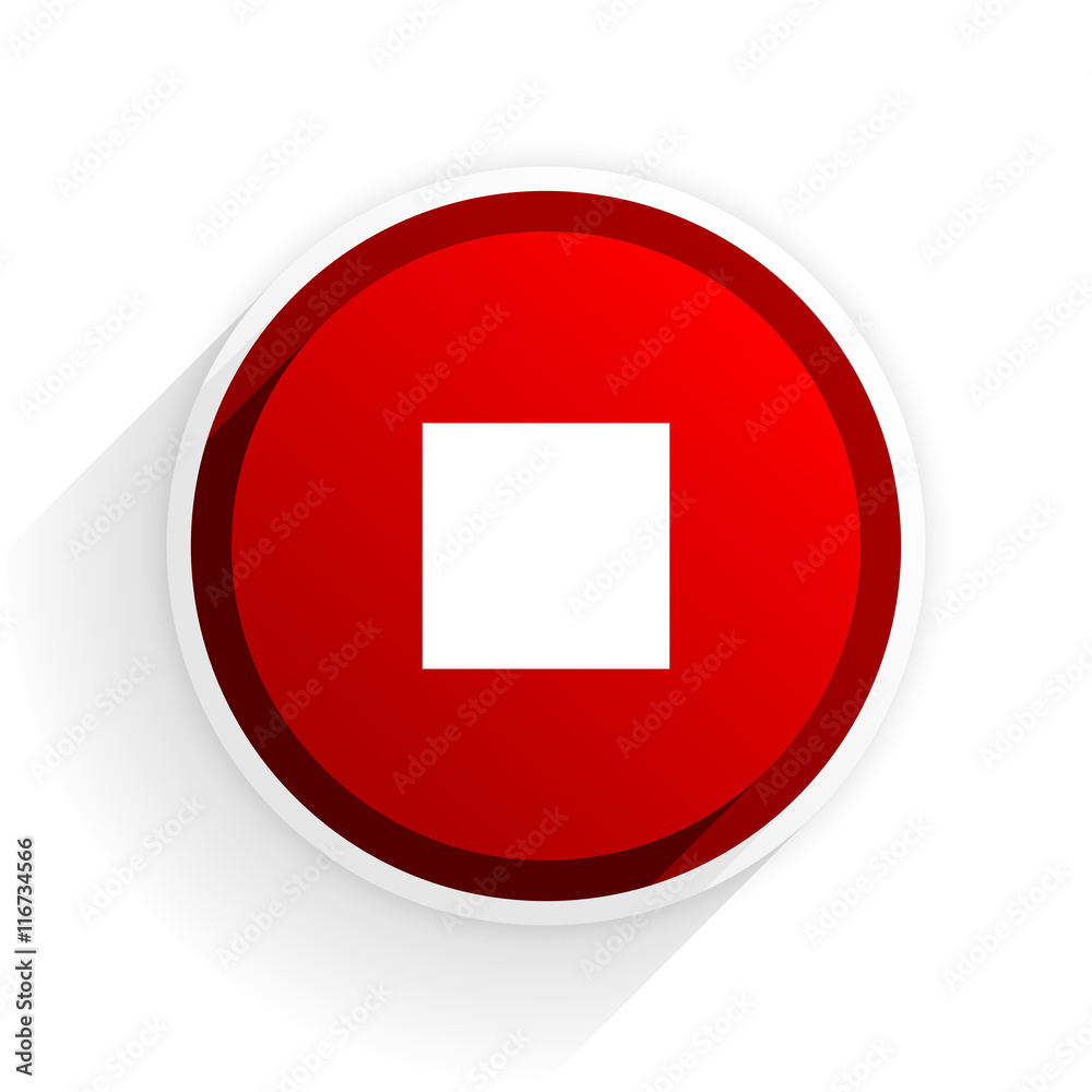 stop flat icon with shadow on white background, red modern design web element stop flat icon with shadow on white background, red modern design web element