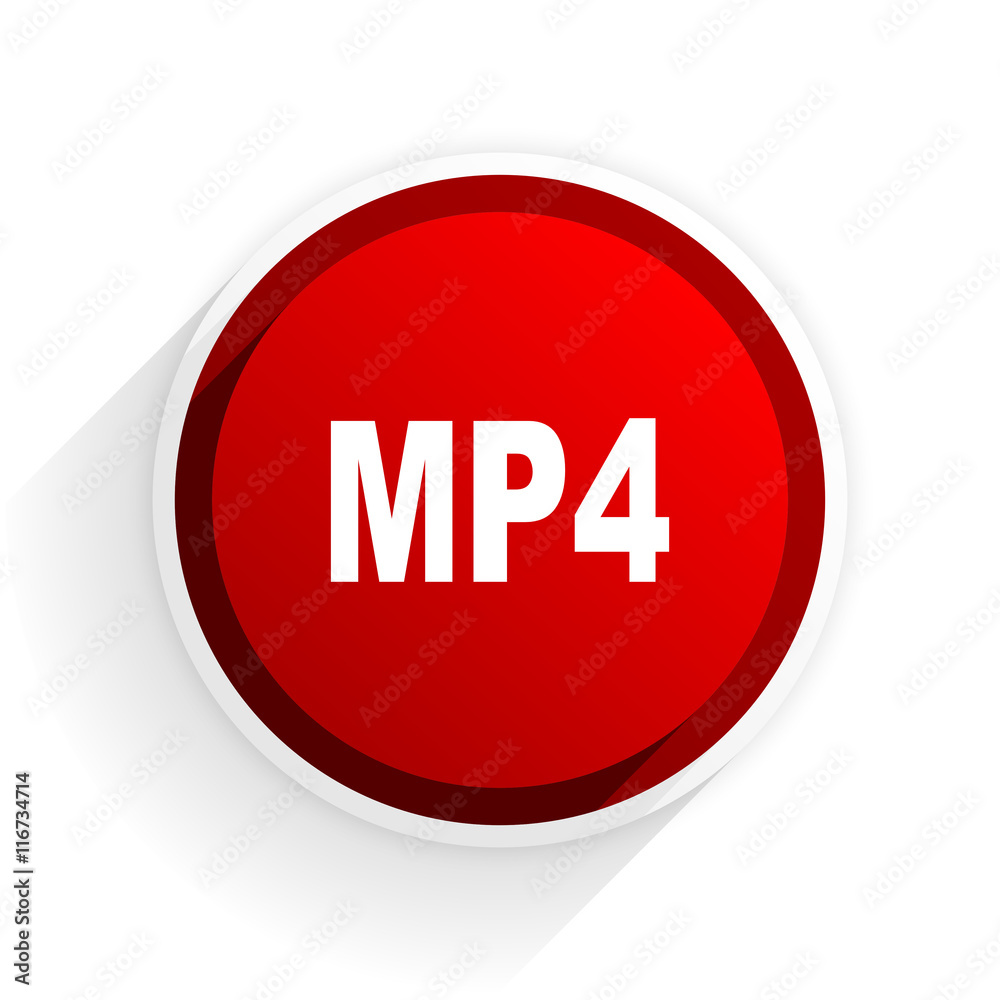 mp4 flat icon with shadow on white background, red modern design web element mp4 flat icon with shadow on white background, red modern design web element