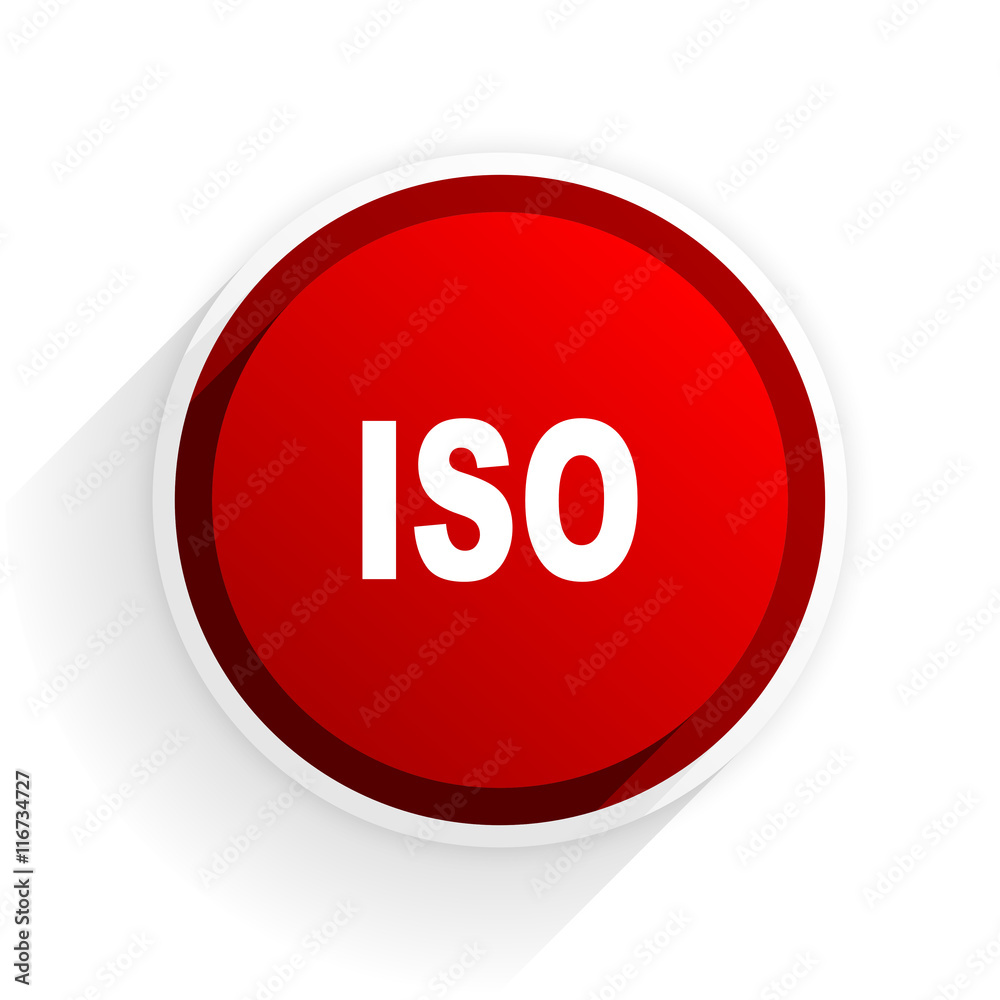 iso flat icon with shadow on white background, red modern design web element