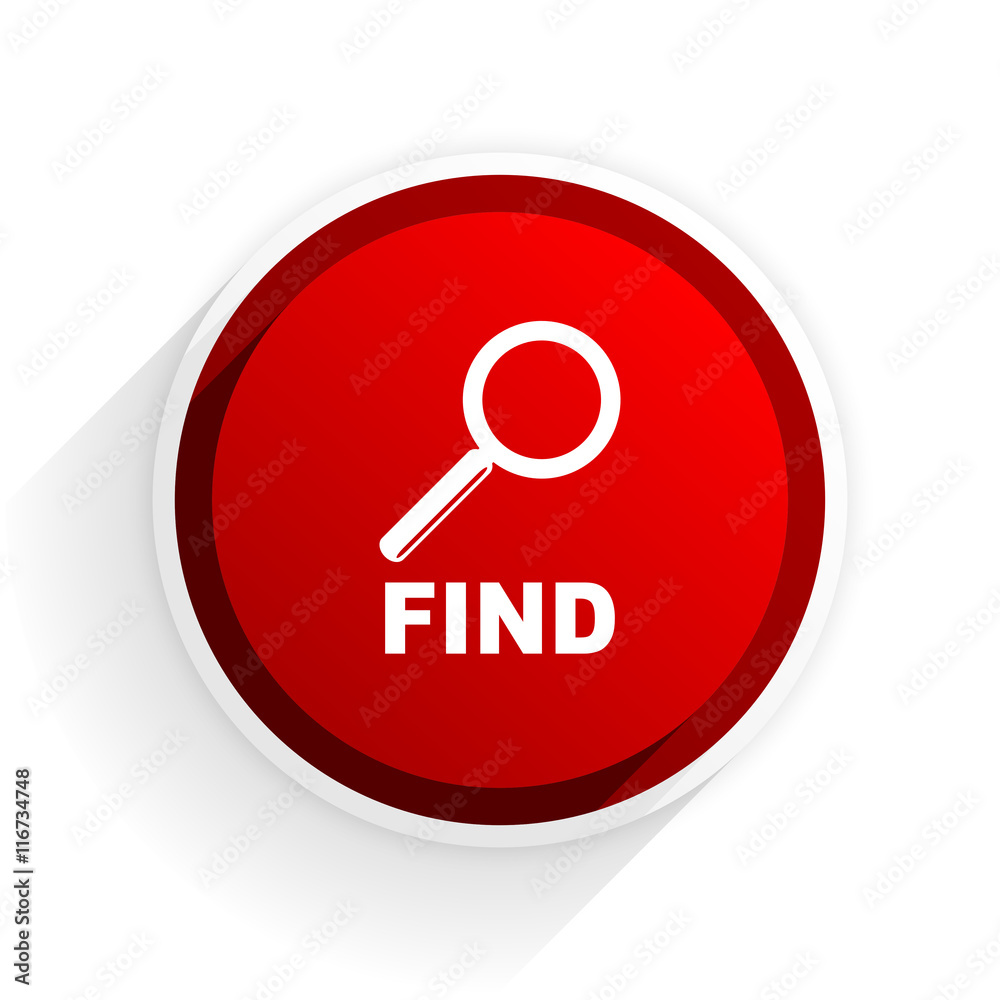 find flat icon with shadow on white background, red modern design web element find flat icon with shadow on white background, red modern design web element