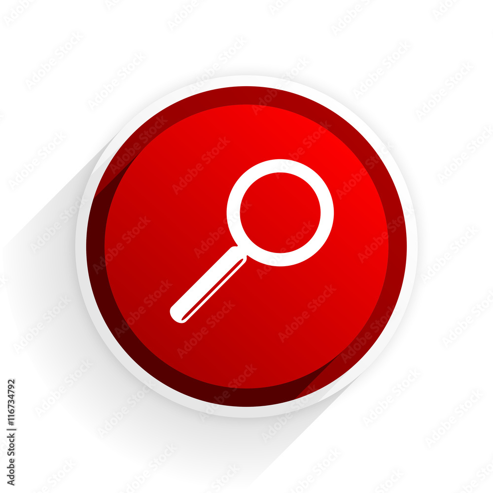 search flat icon with shadow on white background, red modern design web element search flat icon with shadow on white background, red modern design web element