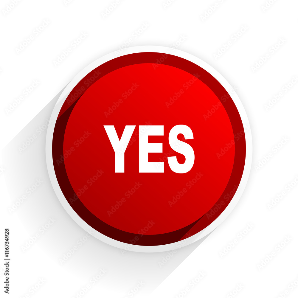 yes flat icon with shadow on white background, red modern design web element yes flat icon with shadow on white background, red modern design web element