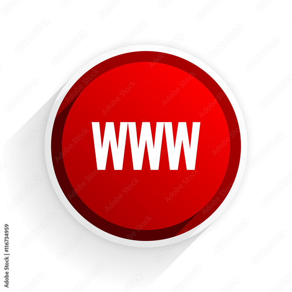 www flat icon with shadow on white background, red modern design web element www flat icon with shadow on white background, red modern design web element