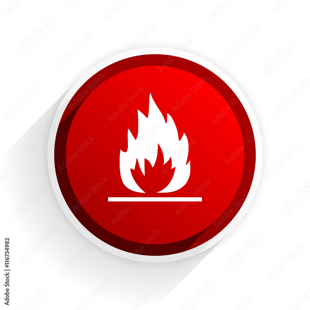 flame flat icon with shadow on white background, red modern design web element