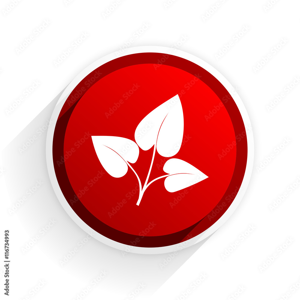 leaf flat icon with shadow on white background, red modern design web element leaf flat icon with shadow on white background, red modern design web element