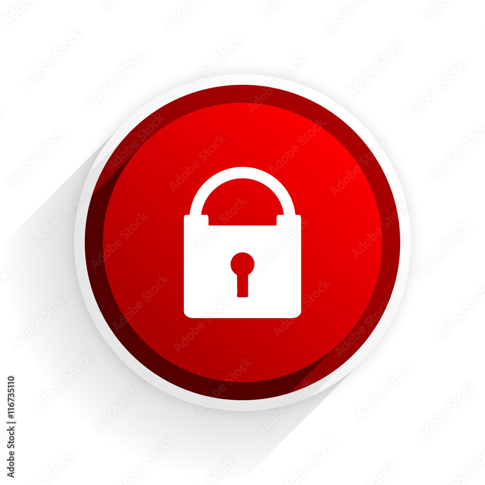 padlock flat icon with shadow on white background, red modern design web element padlock flat icon with shadow on white background, red modern design web element
