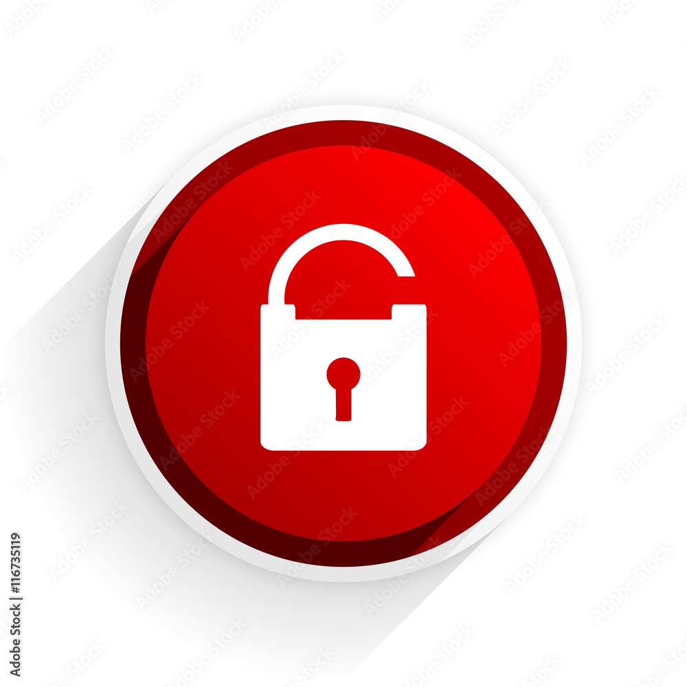 padlock flat icon with shadow on white background, red modern design web element padlock flat icon with shadow on white background, red modern design web element