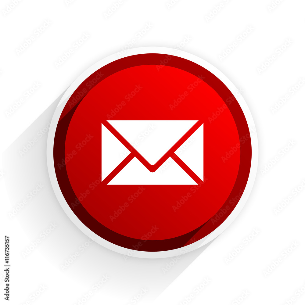 email flat icon with shadow on white background, red modern design web element email flat icon with shadow on white background, red modern design web element