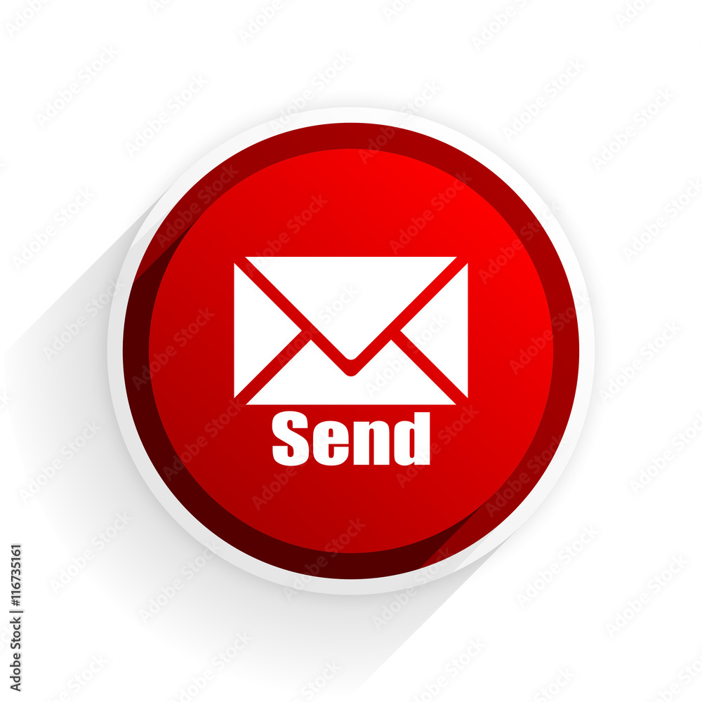 send flat icon with shadow on white background, red modern design web element send flat icon with shadow on white background, red modern design web element