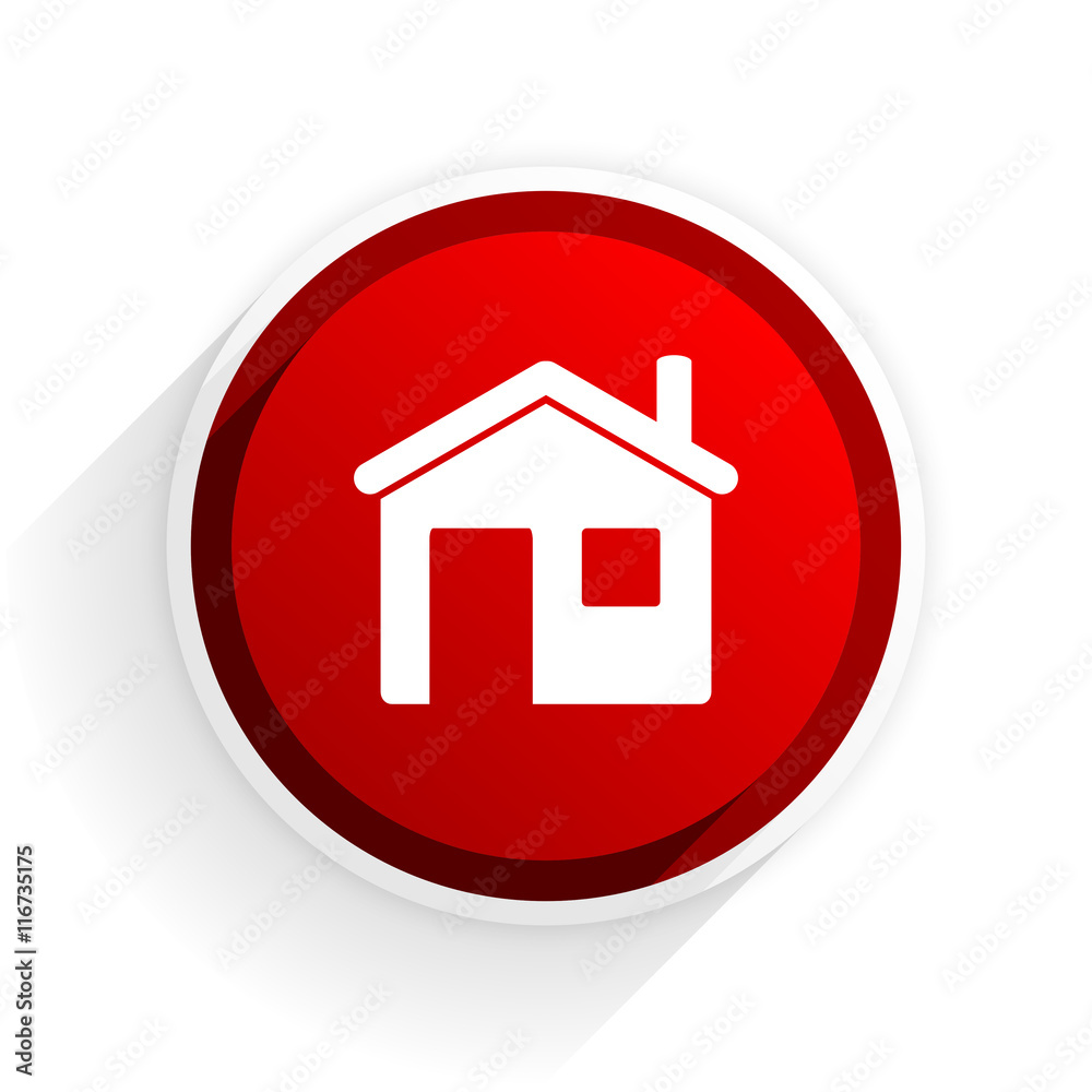 house flat icon with shadow on white background, red modern design web element house flat icon with shadow on white background, red modern design web element