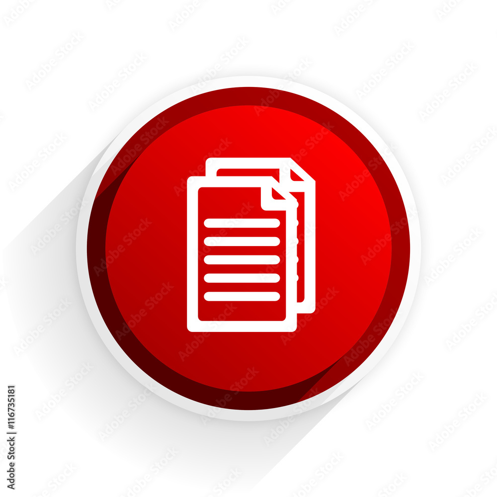 document flat icon with shadow on white background, red modern design web element document flat icon with shadow on white background, red modern design web element