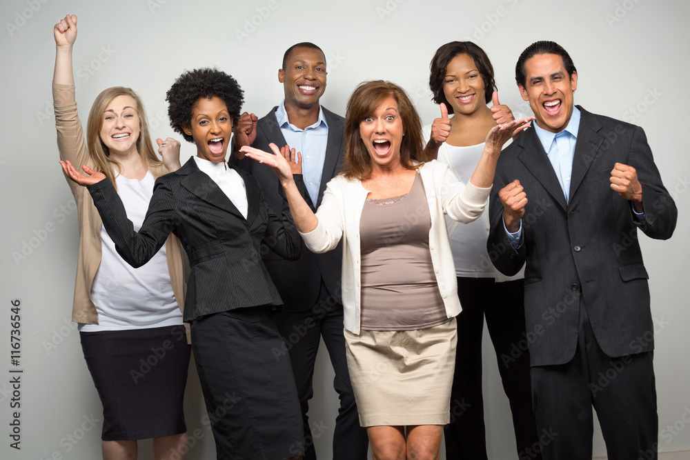 Excited group of business people. Excited group of business people.
