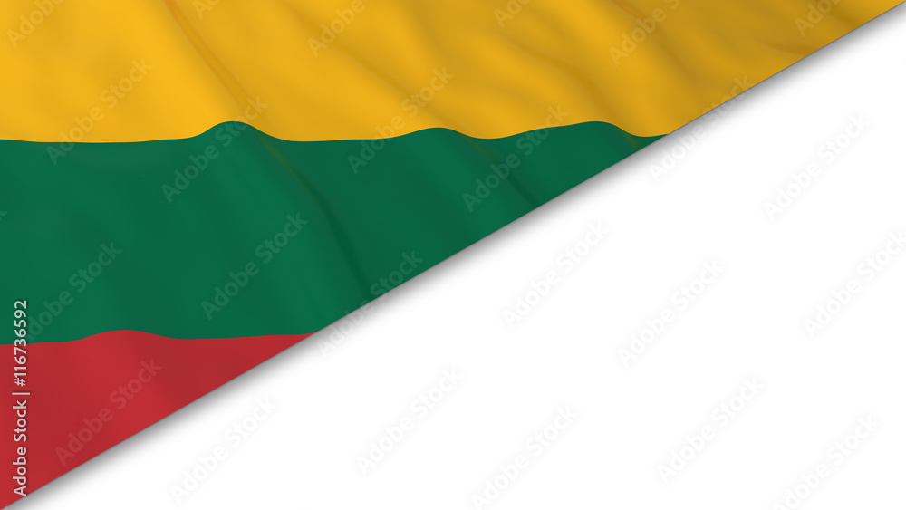 Lithuanian Flag corner overlaid on White background - 3D Illustration Lithuanian Flag corner overlaid on White background - 3D Illustration