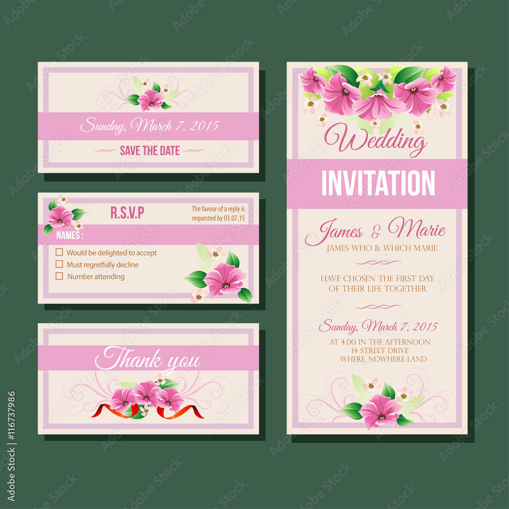 purple wedding Invitation template