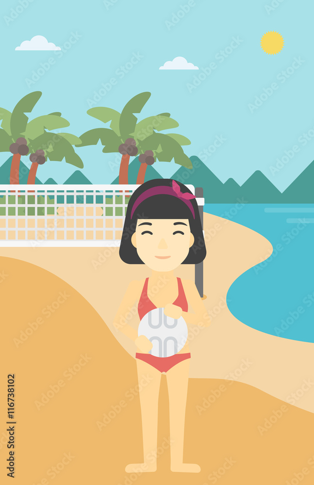Beach volleyball player vector illustration.