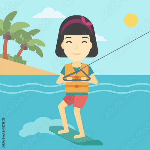 Professional wakeboard sports woman.
