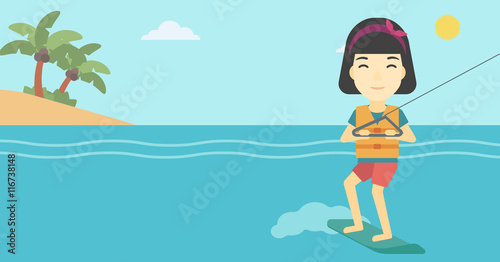 Professional wakeboard sports woman.
