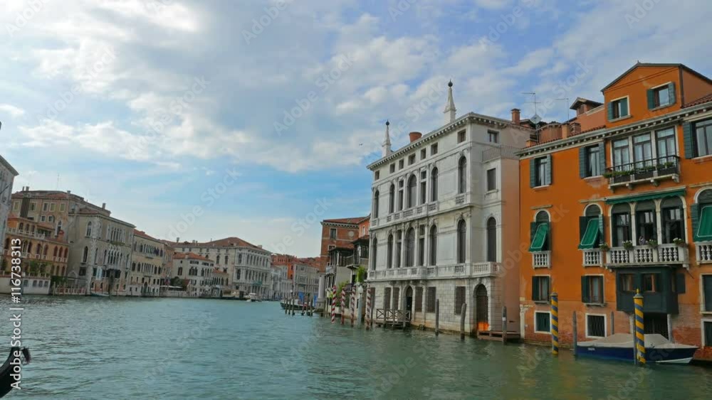 VENICE, ITALY-CIRCA JULY 2015- 4K POV of Grand Chanal tour in Venice Italy. Gondola parked on side of chanel. VENICE, ITALY-CIRCA JULY 2015- 4K POV of Grand Chanal tour in Venice Italy. Gondola parked on side of chanel.