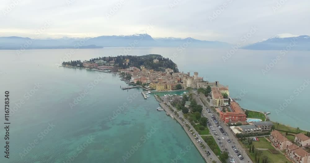 Aerial: Lake Garda Palazzo, Italy
