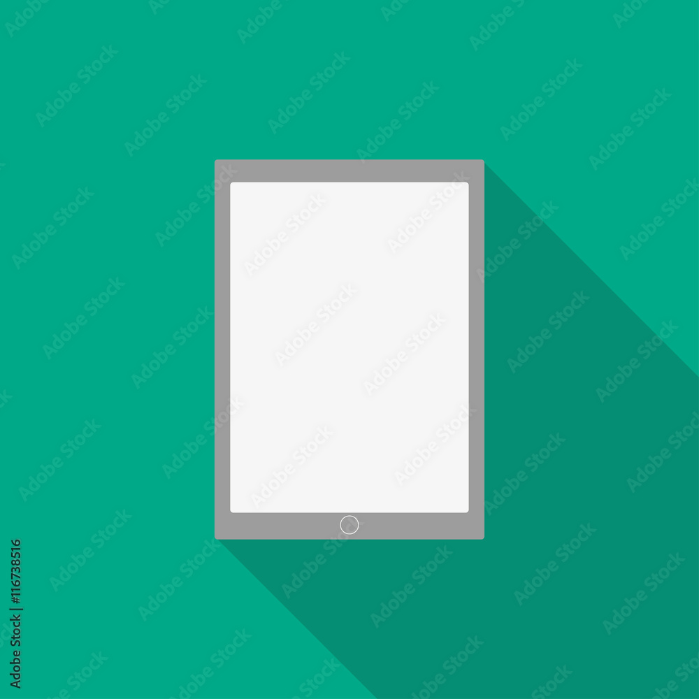 The tablet on a turquoise background with shadow The tablet on a turquoise background with shadow