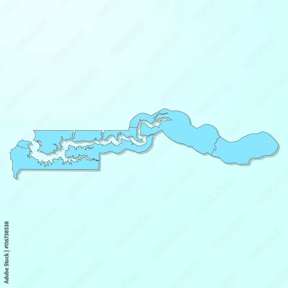 Fototapeta premium Gambia blue map on degraded background vector