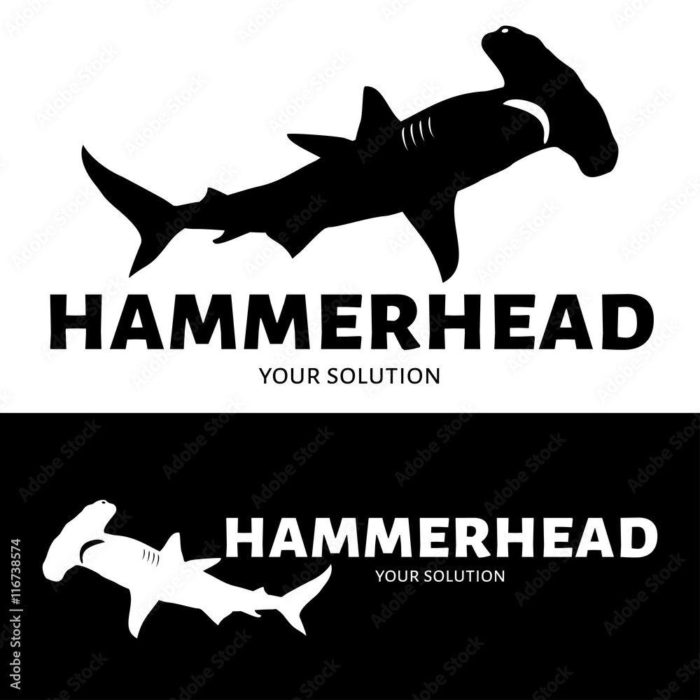 Naklejka premium Vector logo hammerhead. Brand's logo in the form of a hammerhead shark