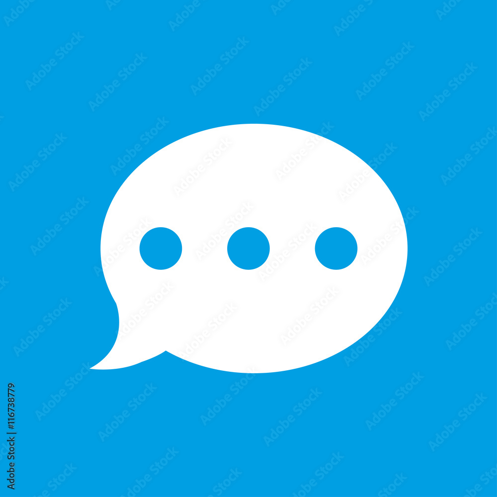 Message icon social network mobile phone on a blue background Message icon social network mobile phone on a blue background