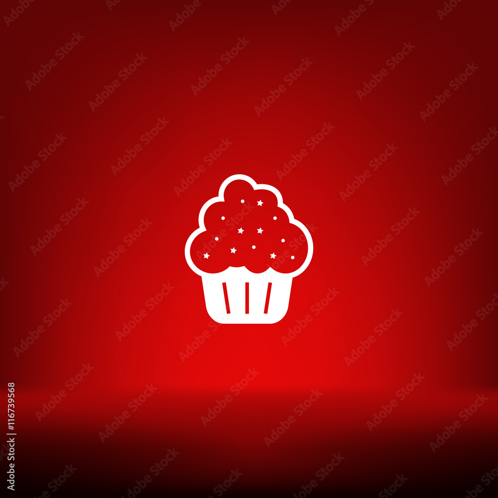 Flat paper cut style icon of cake Flat paper cut style icon of cake