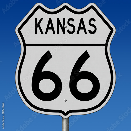 Highway sign for Route 66 in Kansas