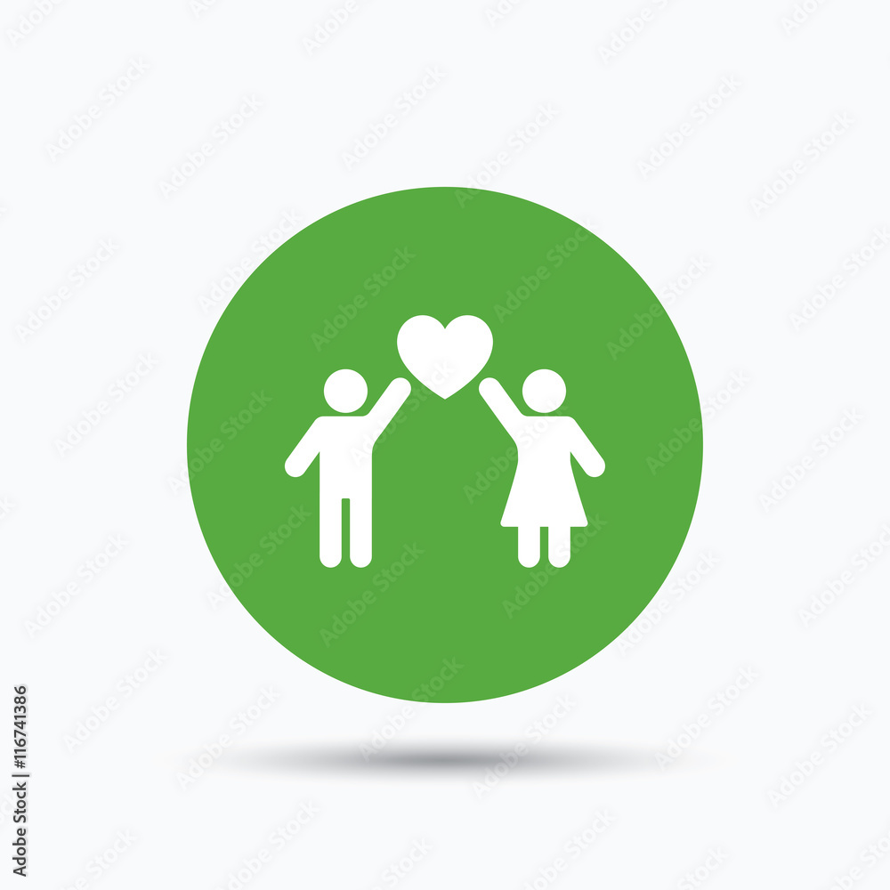 Couple love icon. Traditional young family sign.
