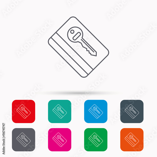 Electronic key icon. Hotel room card sign. © tanyastock