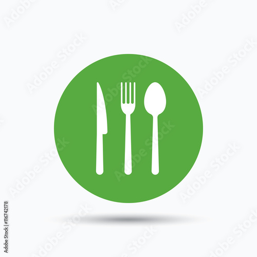 Fork, knife and spoon icons. Cutlery sign.