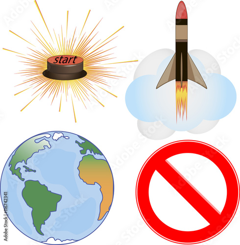 Set missile isolated on white background.