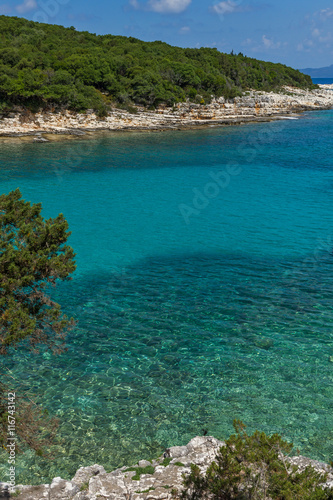 Panorama of Emblisi Fiskardo Beach, Kefalonia, Ionian islands, Greece
