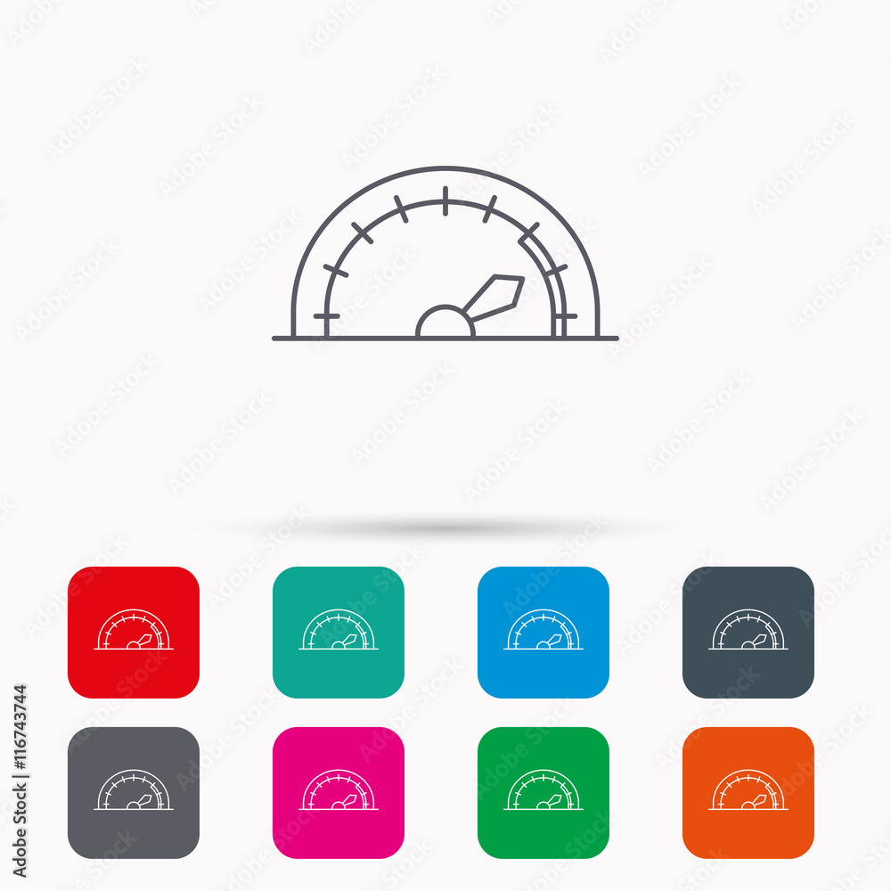 Speedometer icon. Speed tachometer with arrow. Speedometer icon. Speed tachometer with arrow.