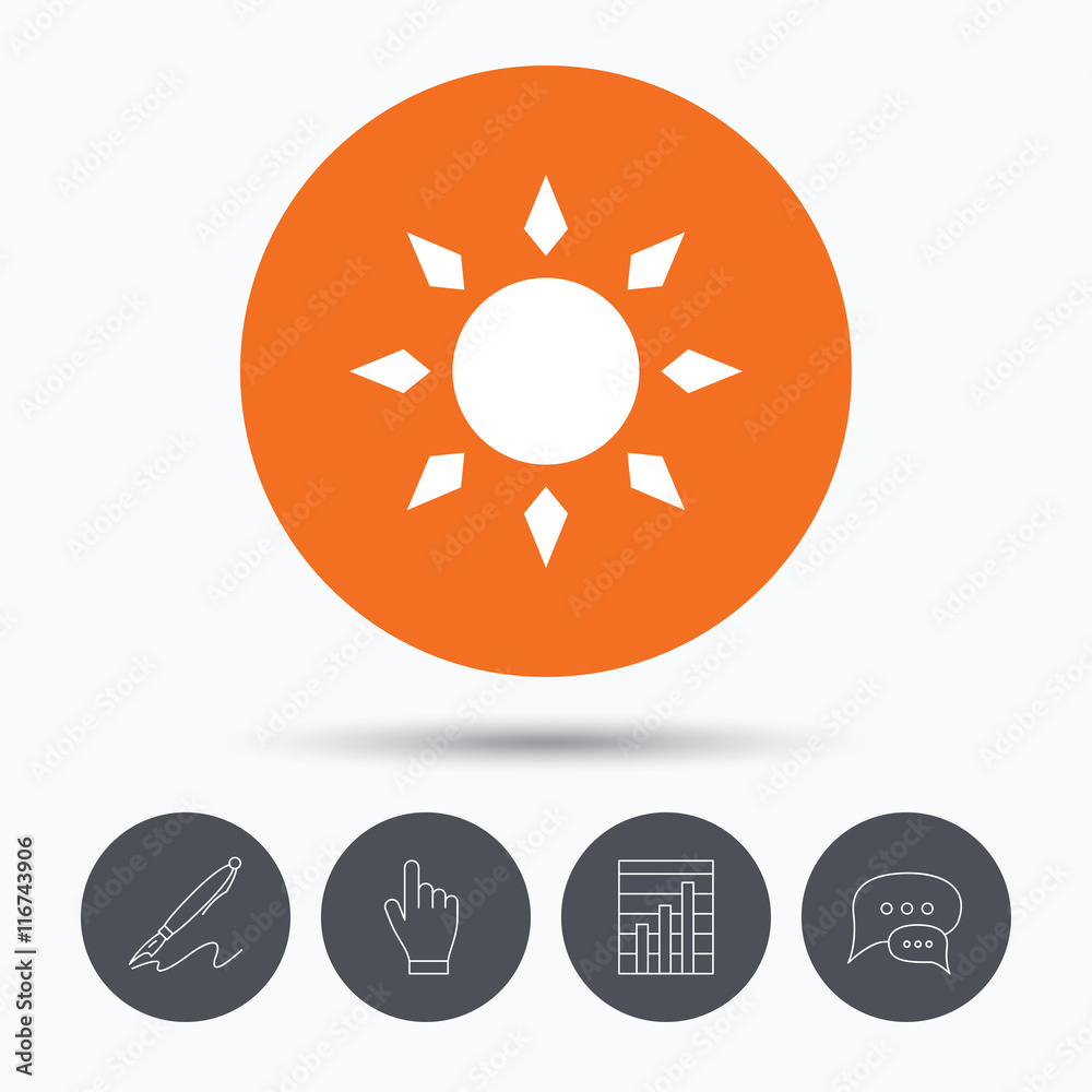 Sun icon. Sunny weather sign.