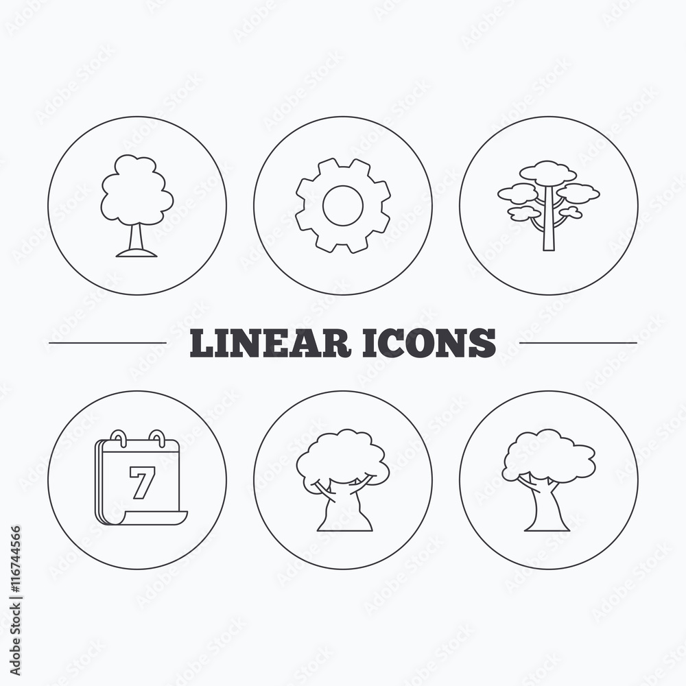Pine tree, oak-tree icons.