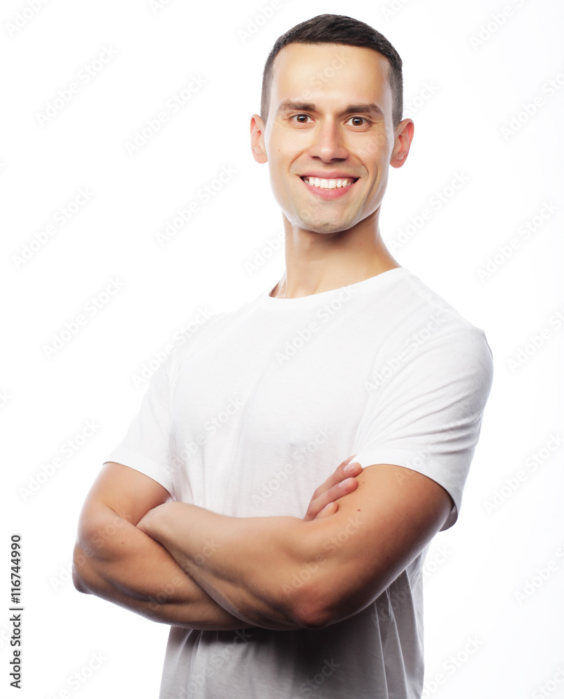 life style and people concept: handsome man wearing white t-shir life style and people concept: handsome man wearing white t-shir