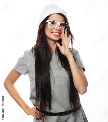 glamor stylish sexy smiling beautiful brunette young woman model © Raisa Kanareva