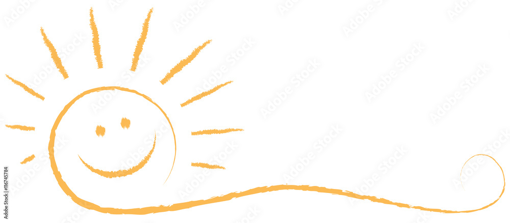 Naklejka premium Lachende Sommer Sonne mit Sonnenstrahlen