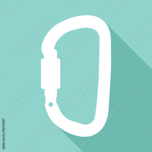 carabiner vector icon with long shadow.
