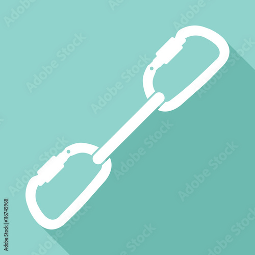 carabiner vector icon with long shadow.