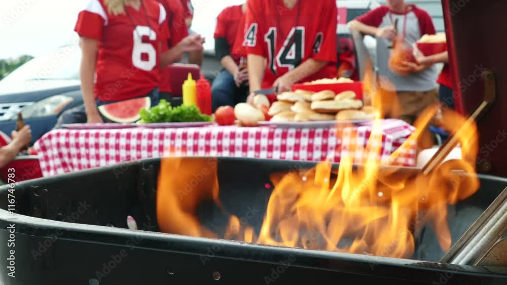 Tailgate: Handheld View Of Charcoal In Flames